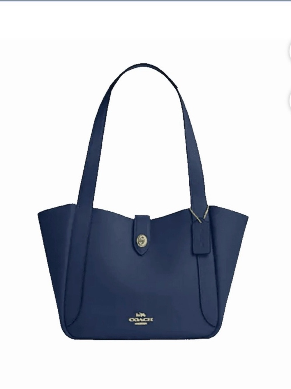 Coach Navy Leather Tote with Signature Turnlock